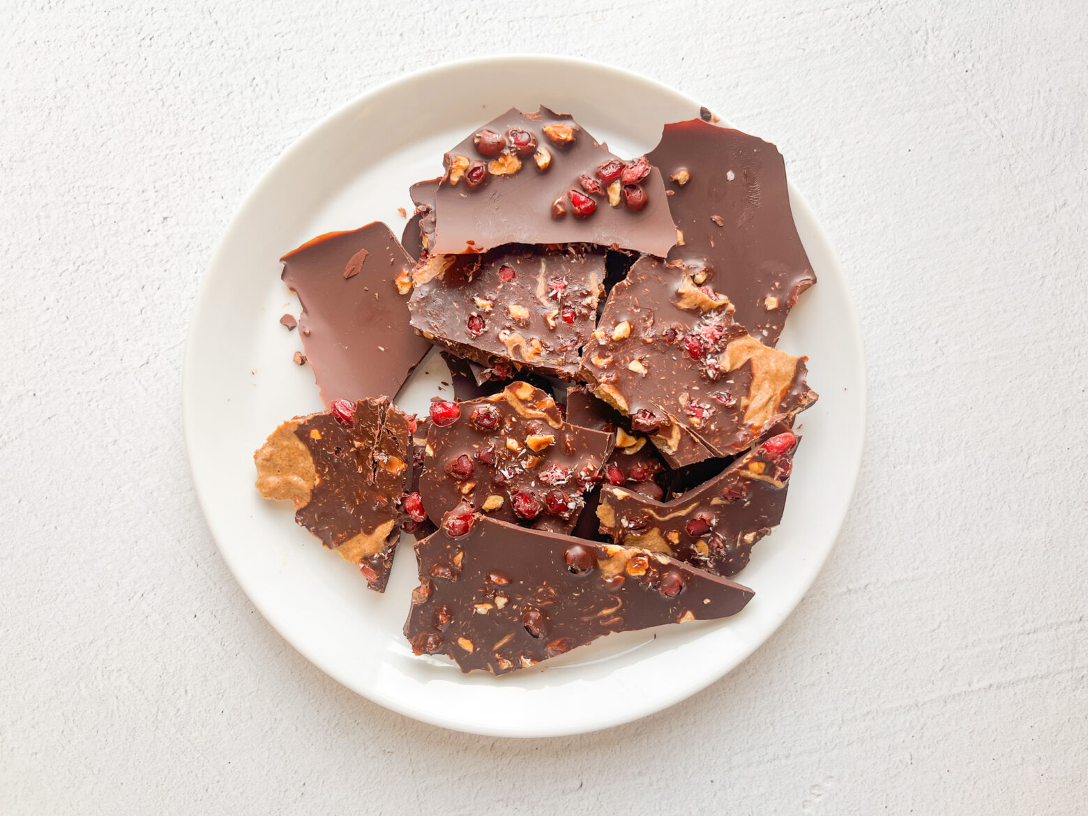 Pomegranate Chocolate Bark, far away and finished.