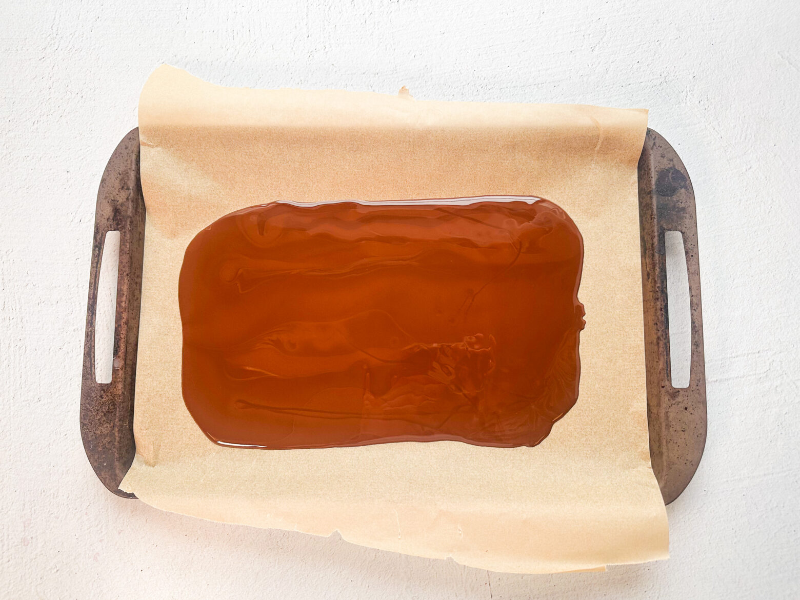 Pomegranate Chocolate bark prep, melted chocolate.