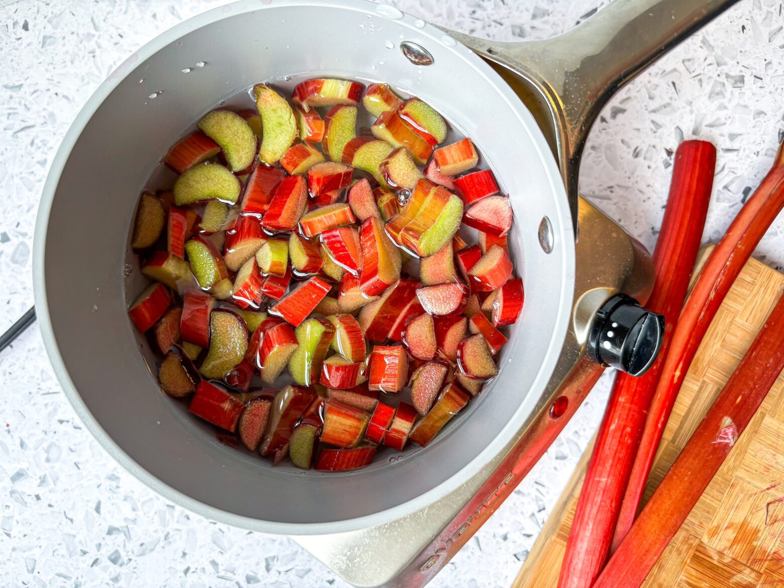 Sweet potato canapés prep on the stove.