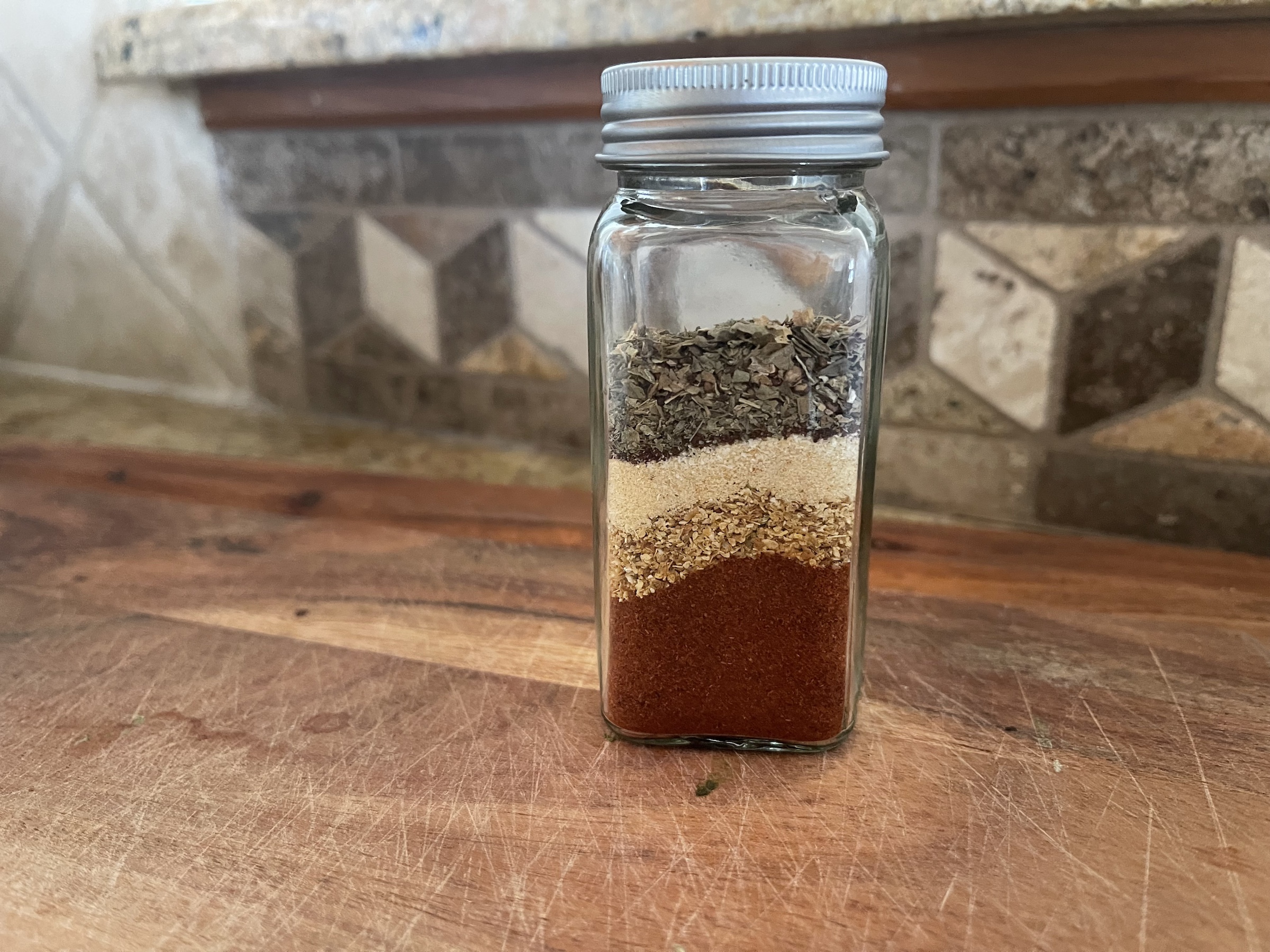 Smokey seasoning on a table. 