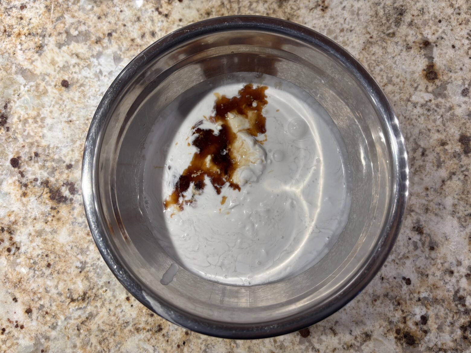 Coconut whipped cream preparation.