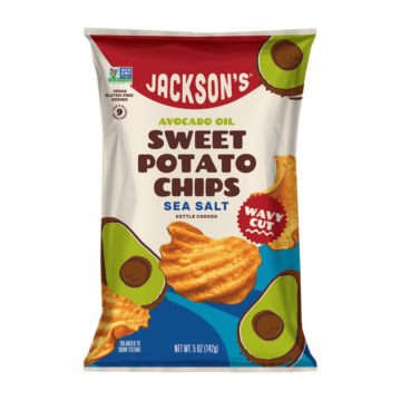Jackson's Chips with sea salt and avocado oil, wavy chip style.