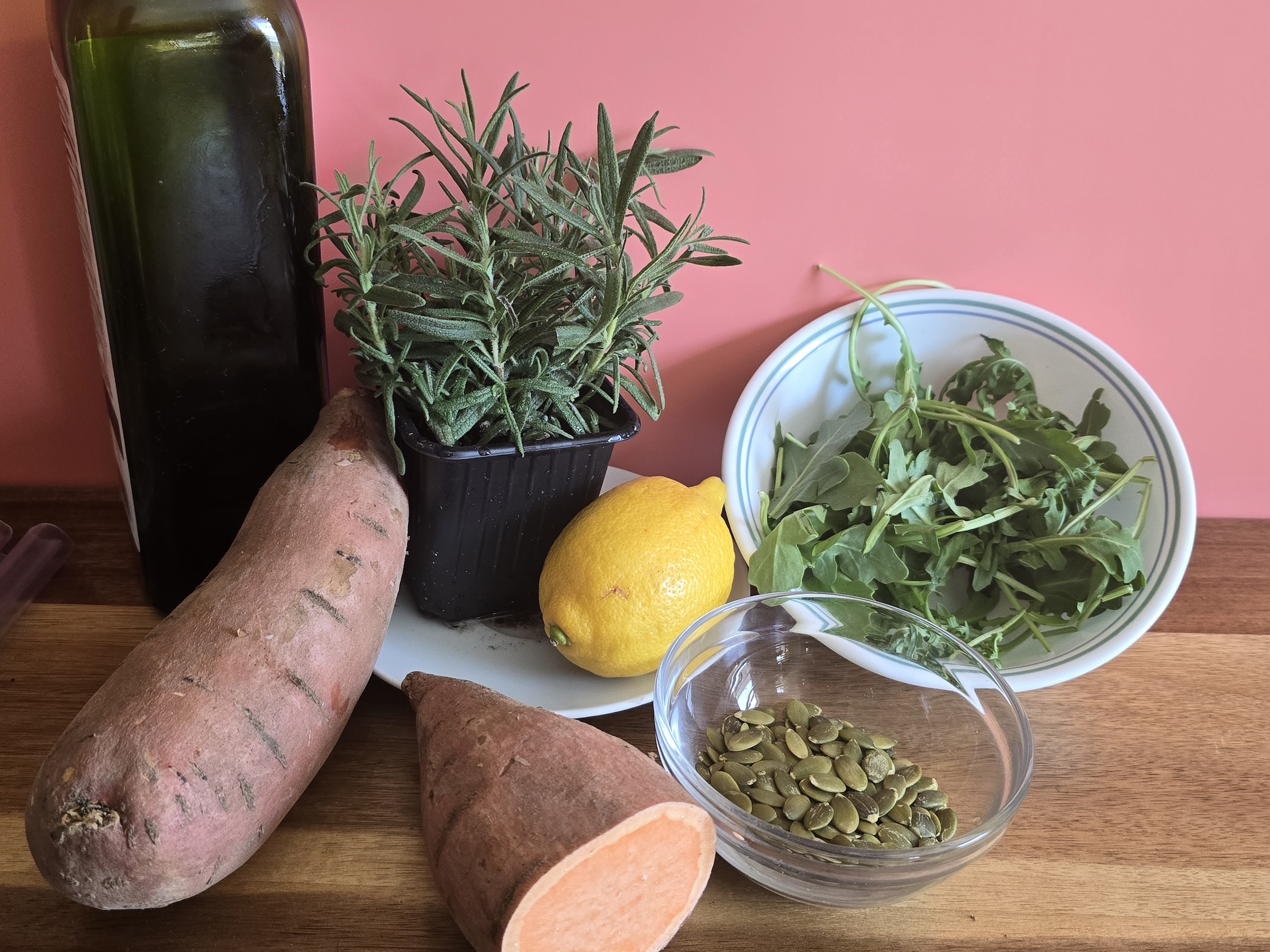 Sweet potato cake ingredients. 