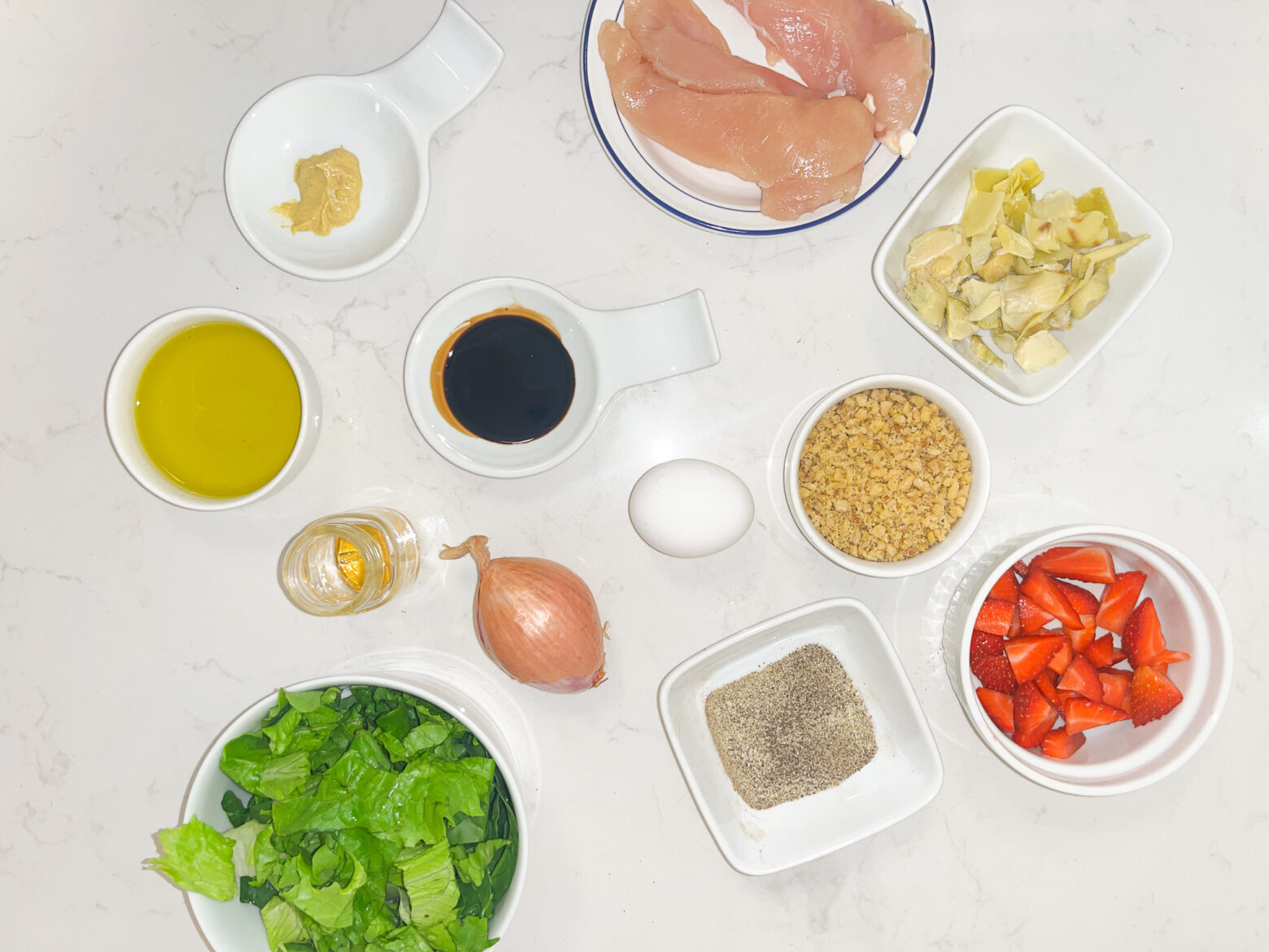 Spring mason jar salad ingredients.