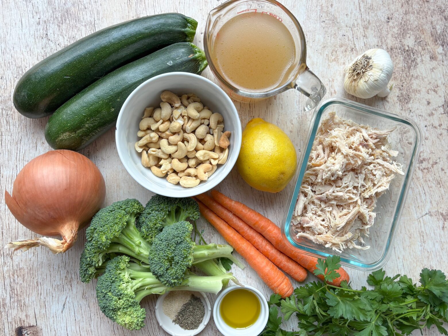 Tuna casserole ingredients.