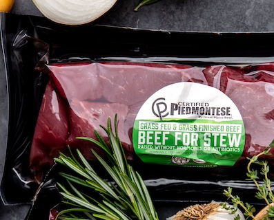 Certified piedmontese beef for stew product photo.