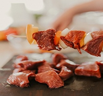 Certified Piedmontese beef kabobs.