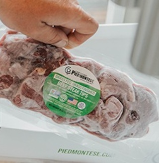 Certified piedmontese beef steak tips.