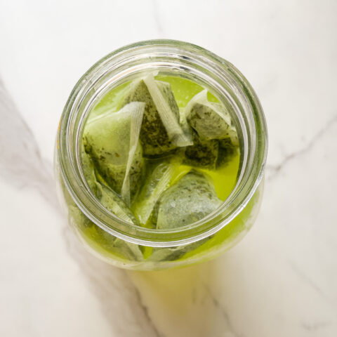 Sparkling matcha tea being looked down on.