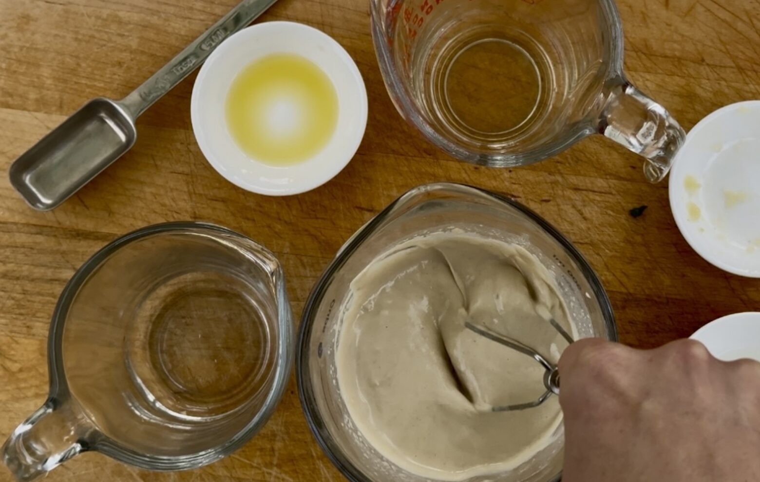 Lemon Tahini Dressing preparation.