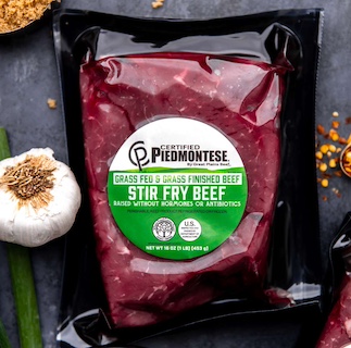 Certified piedmontese stir fry product photo.