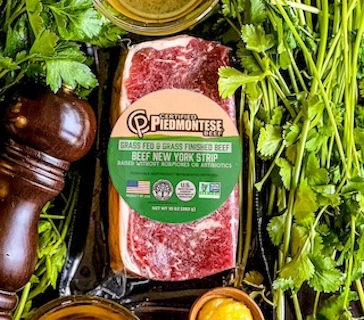 Certified piedmontese NY strip steak.