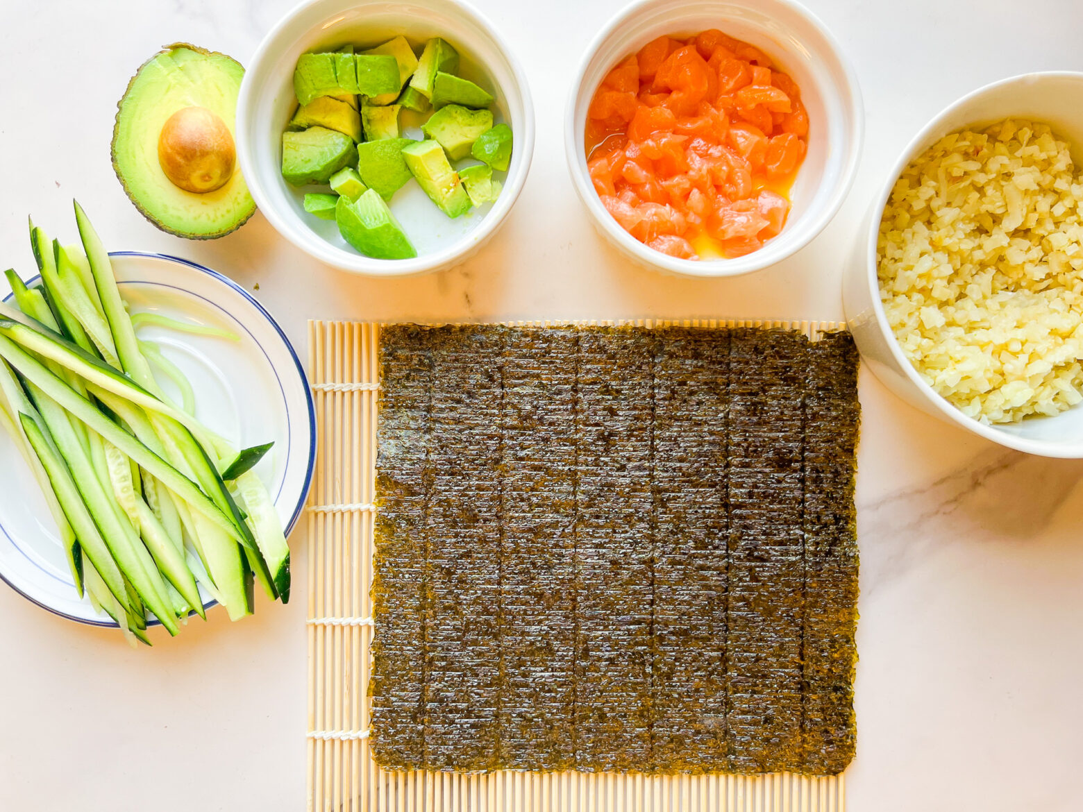 Paleo sushi roll prep.