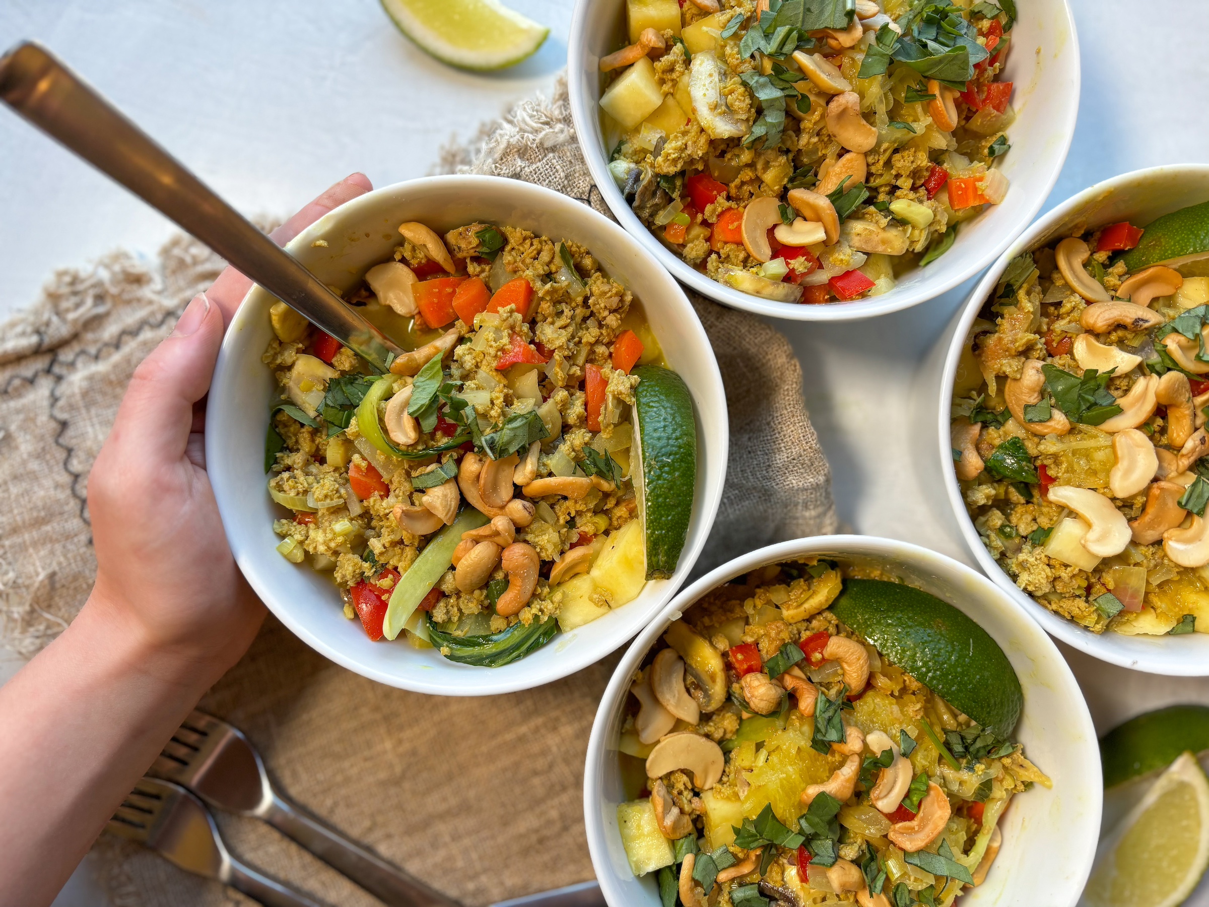Pork and pineapple bowls together and finished. 