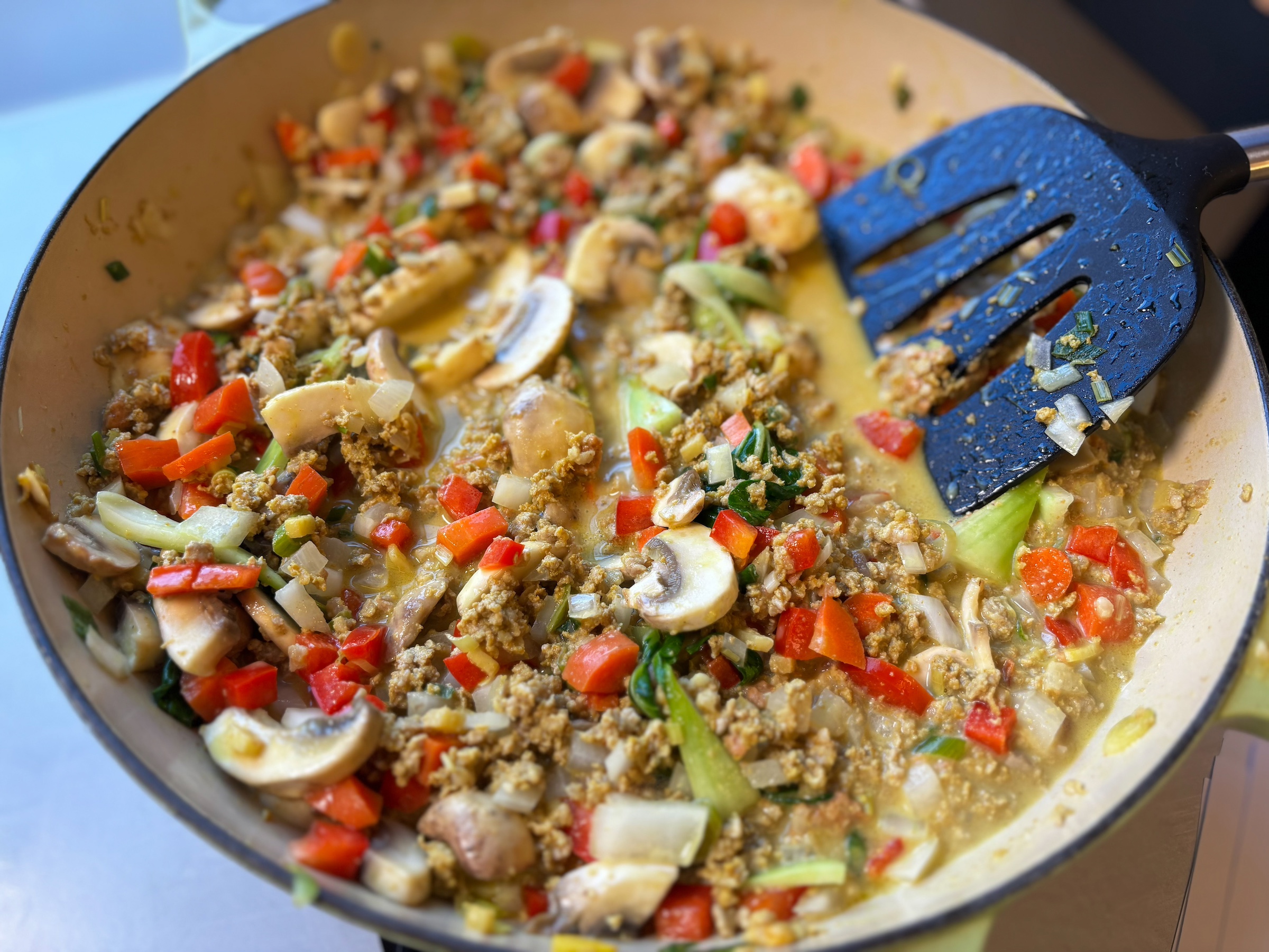 Pork and pineapple bowls cooking in the stove. 