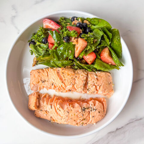 Salmon berry salad finished.