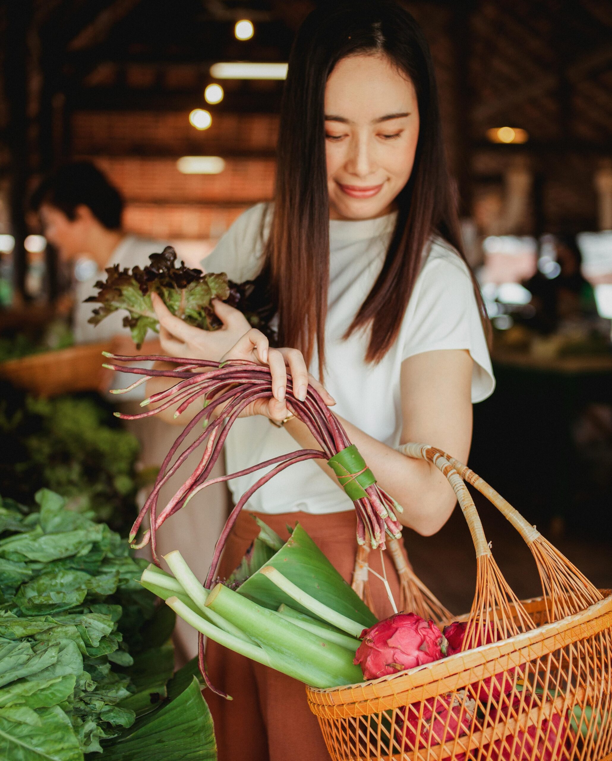 Women shopping at the farmers market.