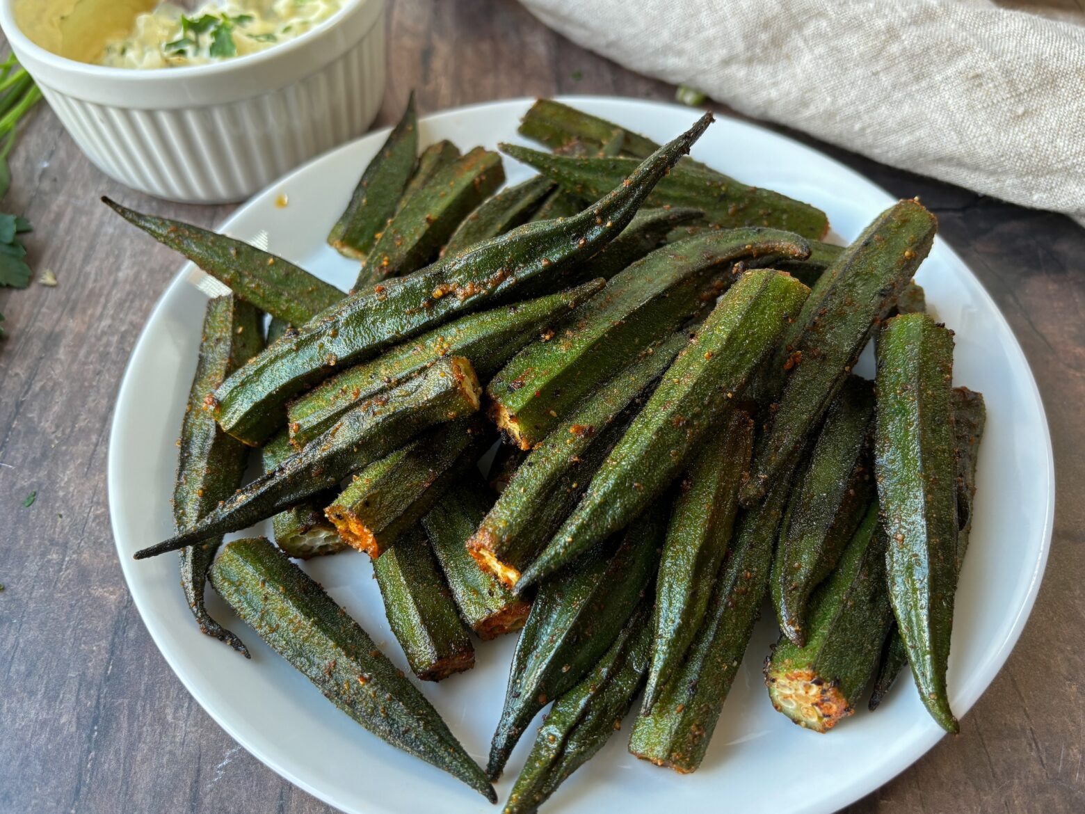 Baked okra bites finished.