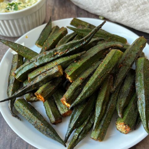 Baked okra bites finished.