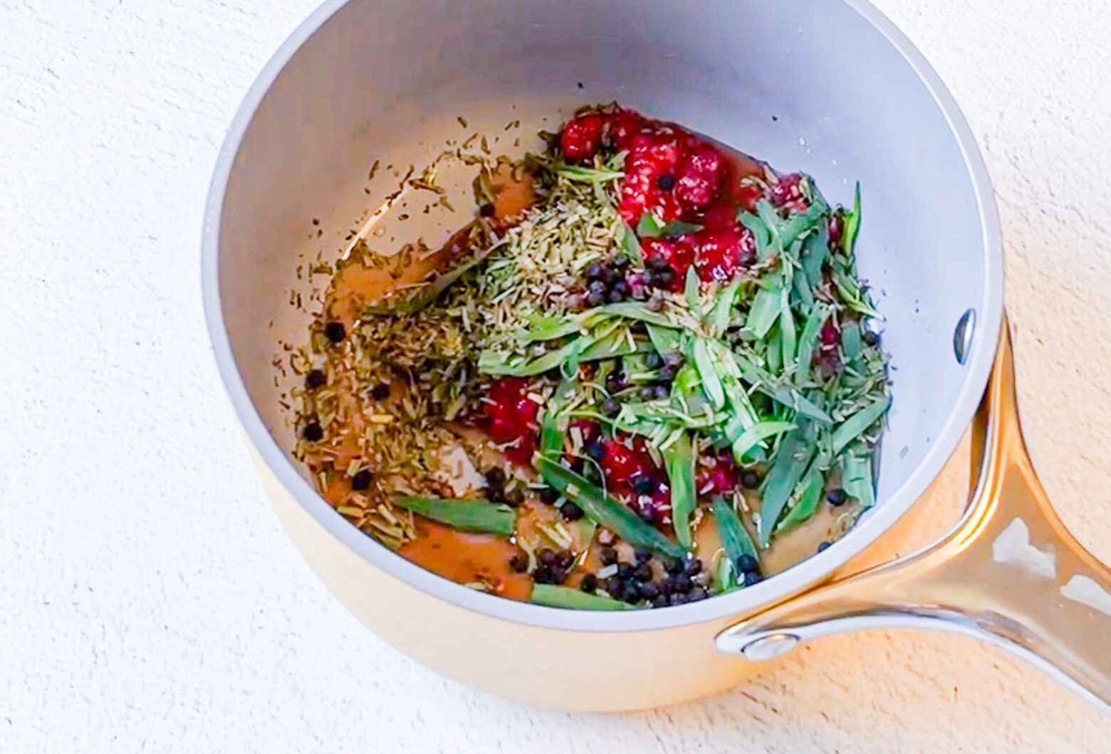 Homemade jerky marinade prep in a pot.