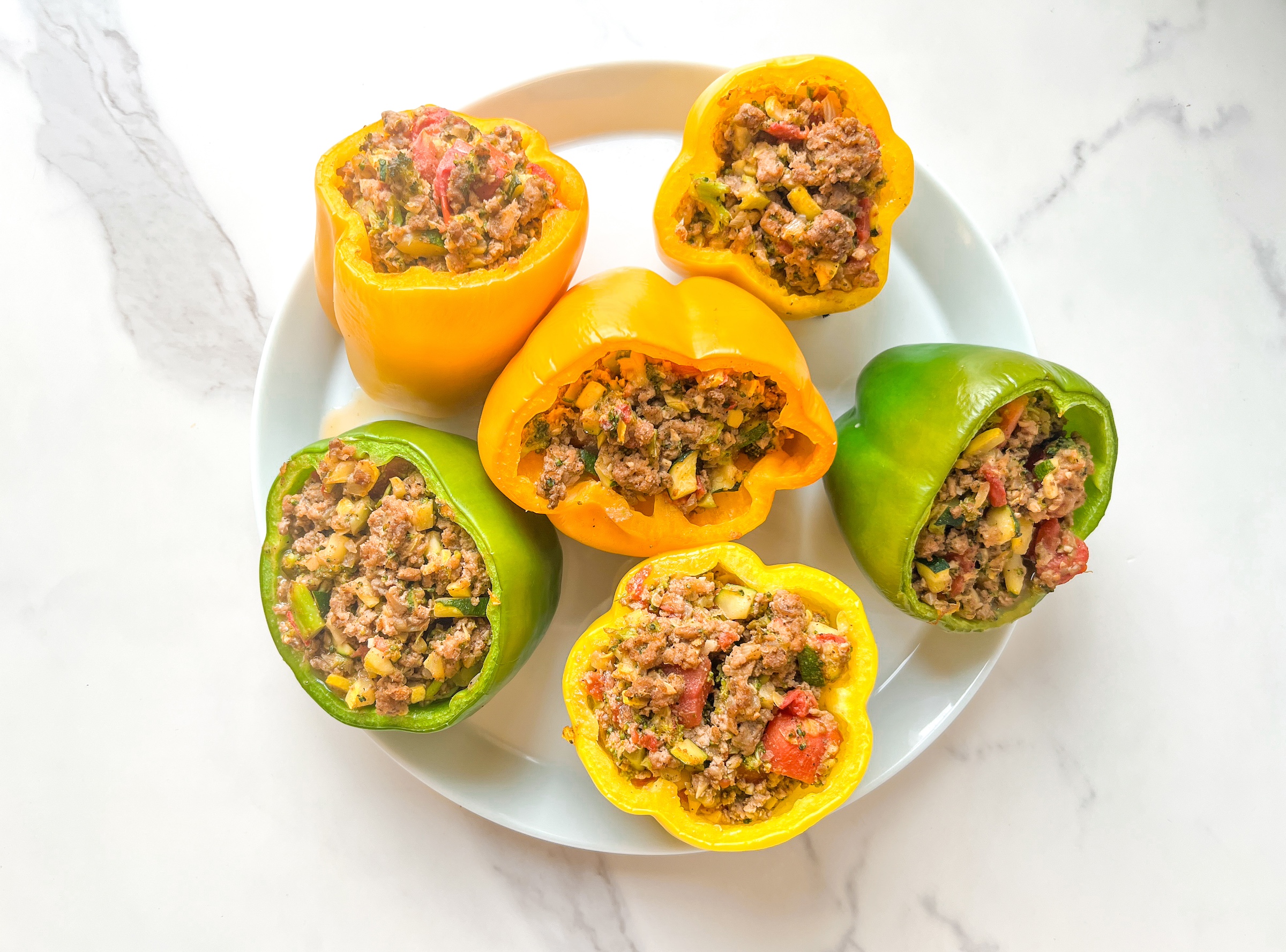 Paleo stuffed peppers plated and finished. 