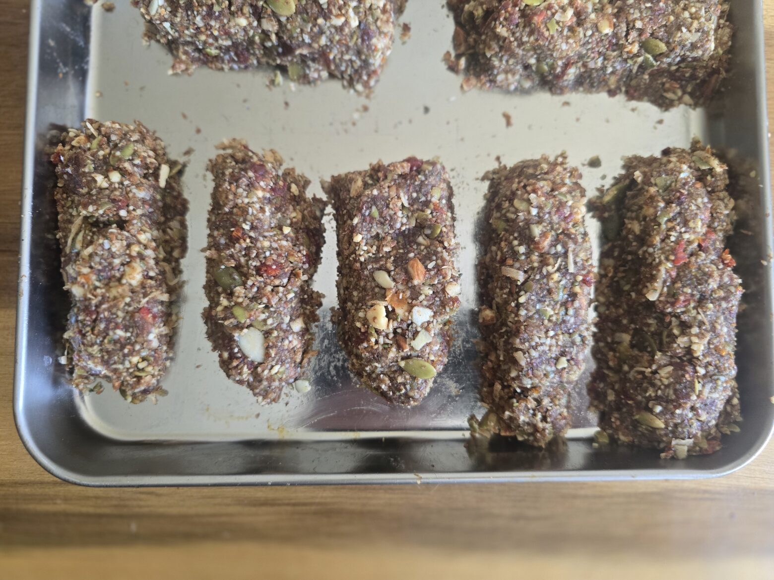 Protein bars finished on the tray