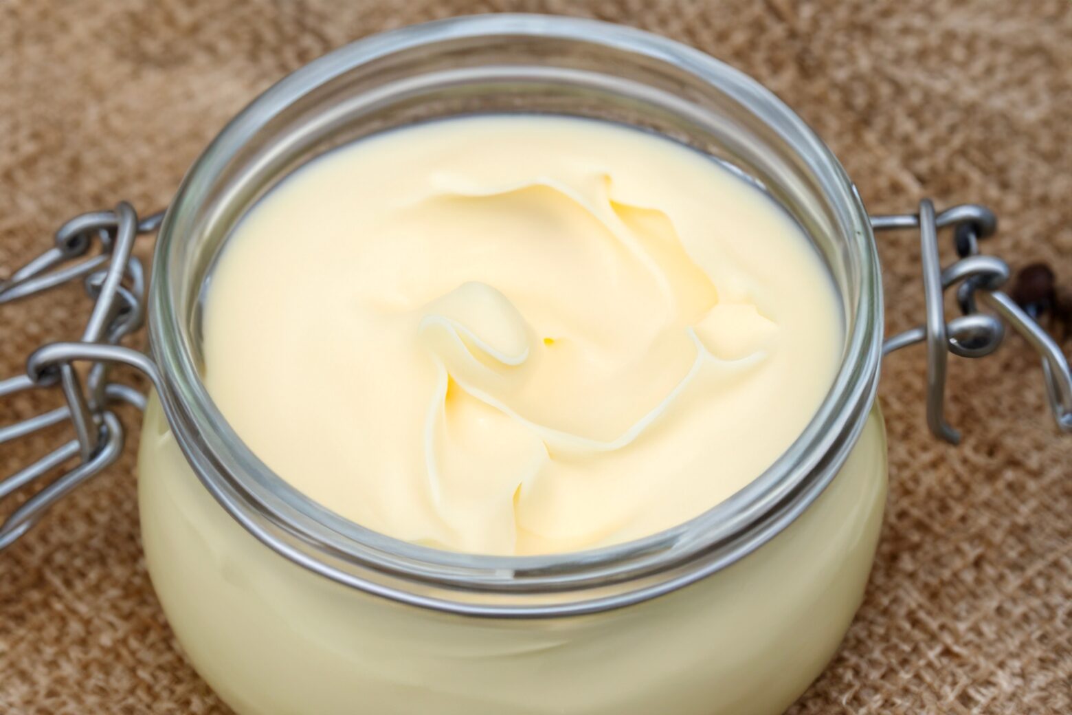 Beef tallow in a glass jar