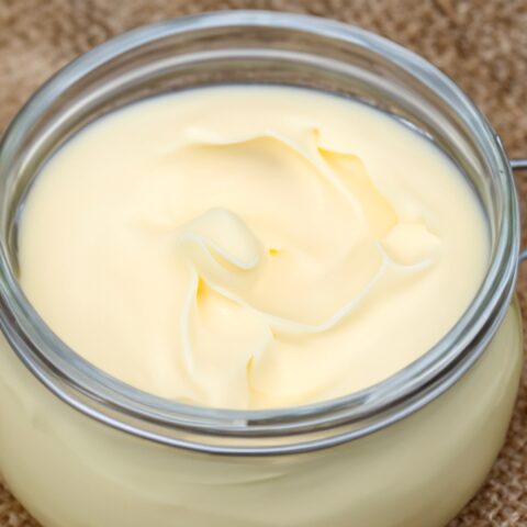 Beef tallow in a glass jar