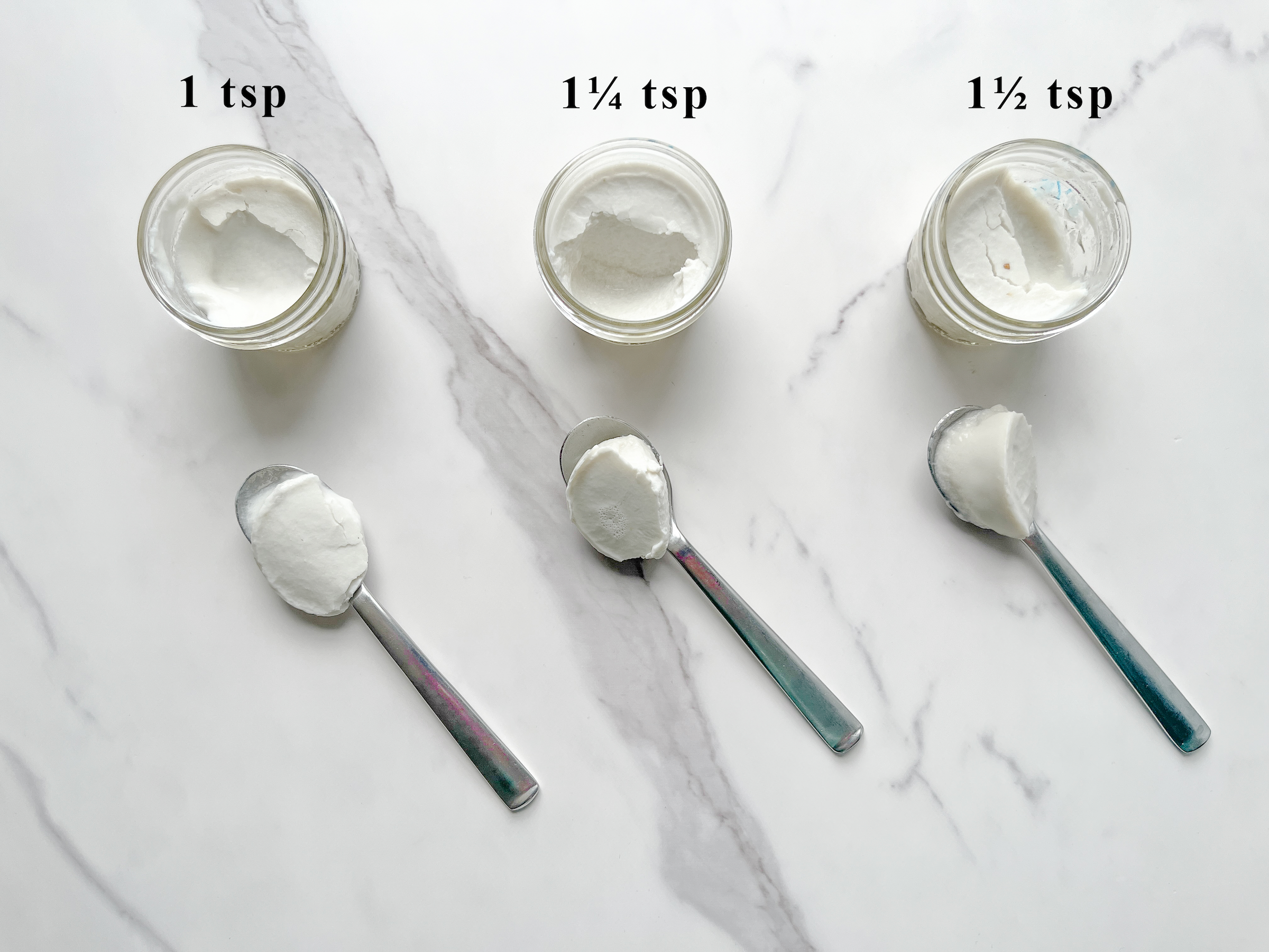 Coconut Panna Cotta finished showing different consistencies. 