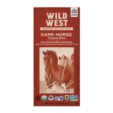 Dark Horse, orginal dark chocolate made by Wild West Chocolate.