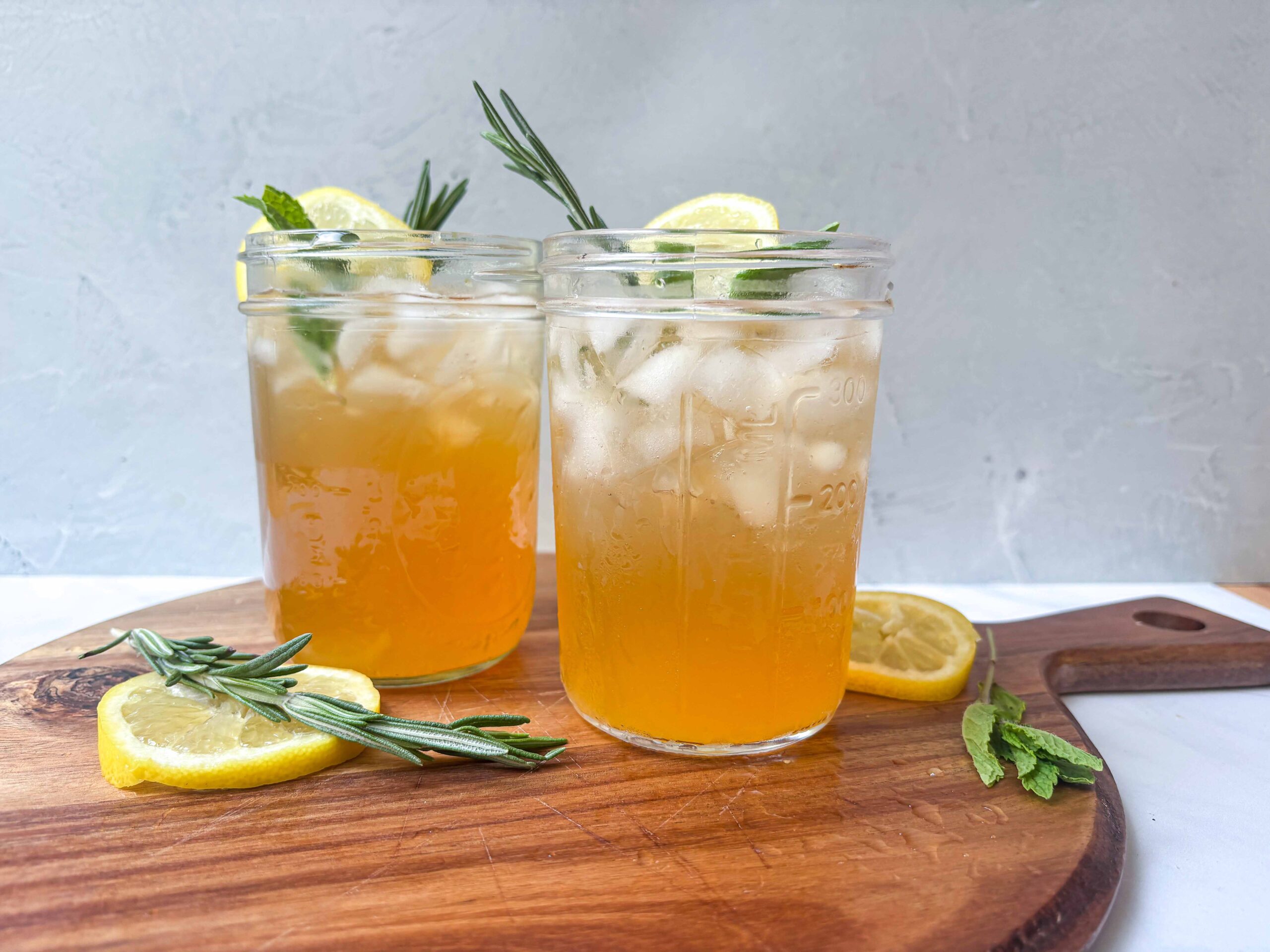 Two glasses of Iced Lemon Balm Tea