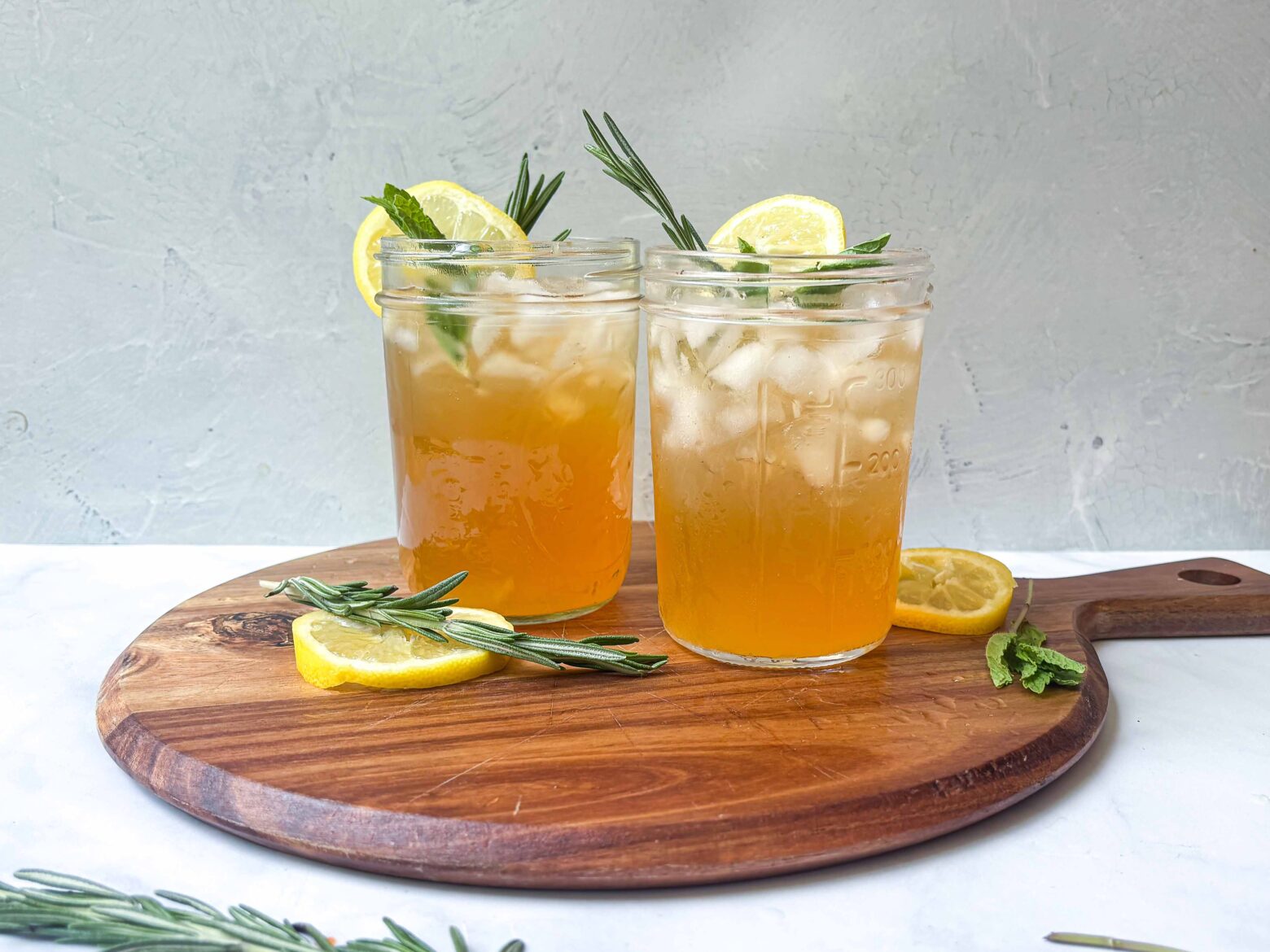 Two glasses of Iced Lemon Balm Tea