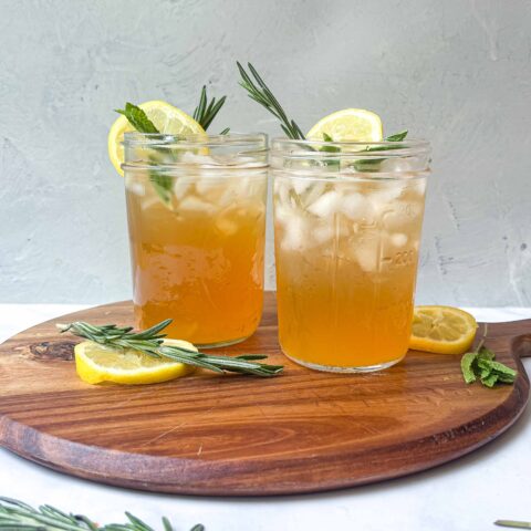 Two glasses of Iced Lemon Balm Tea