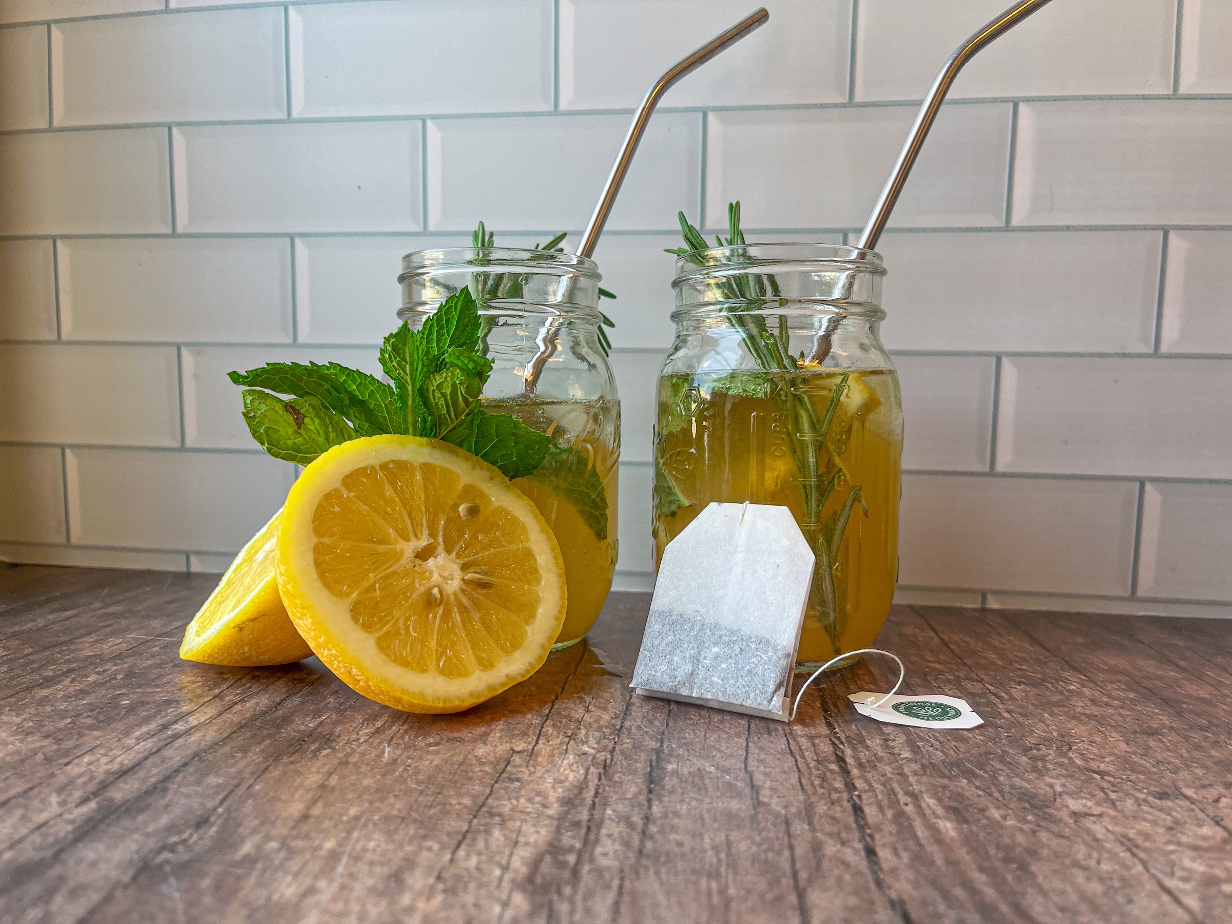 Iced lemon balm iced tea finished. 