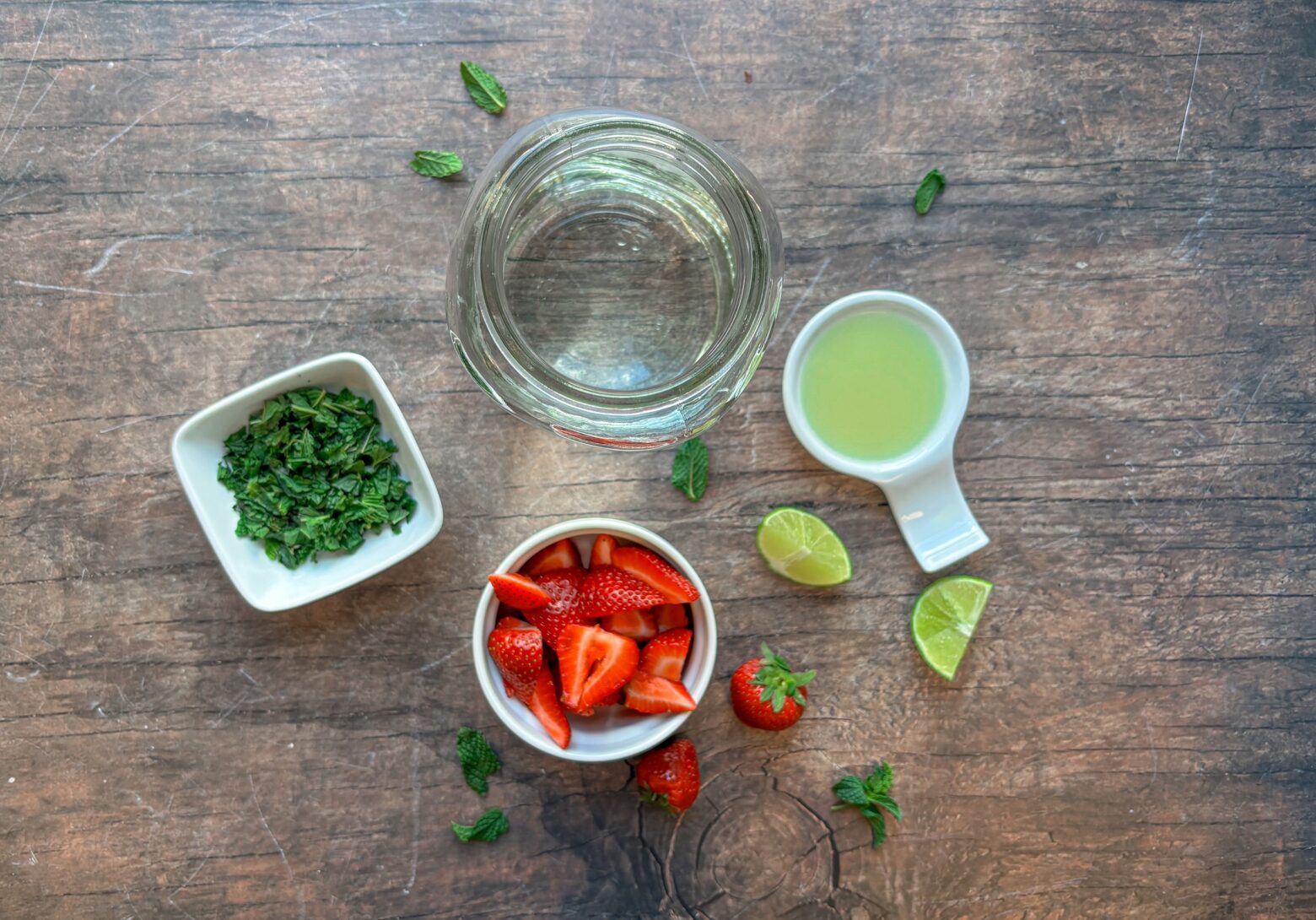 Infused water ingredients.