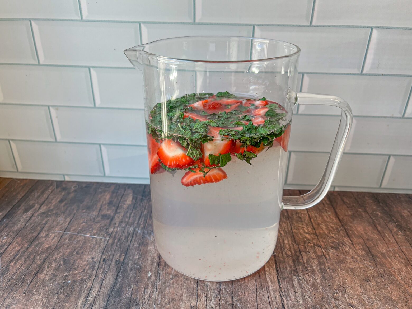 Infused water preparation in a jug.