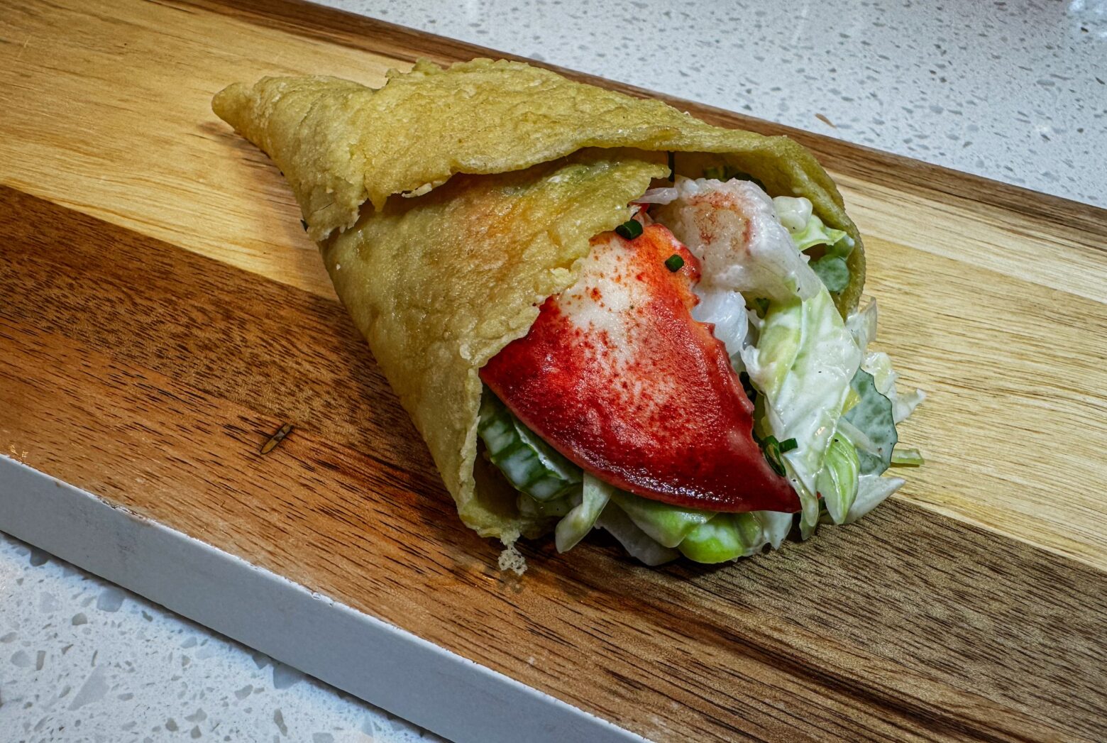 Lobster rolls finished, crepe style.
