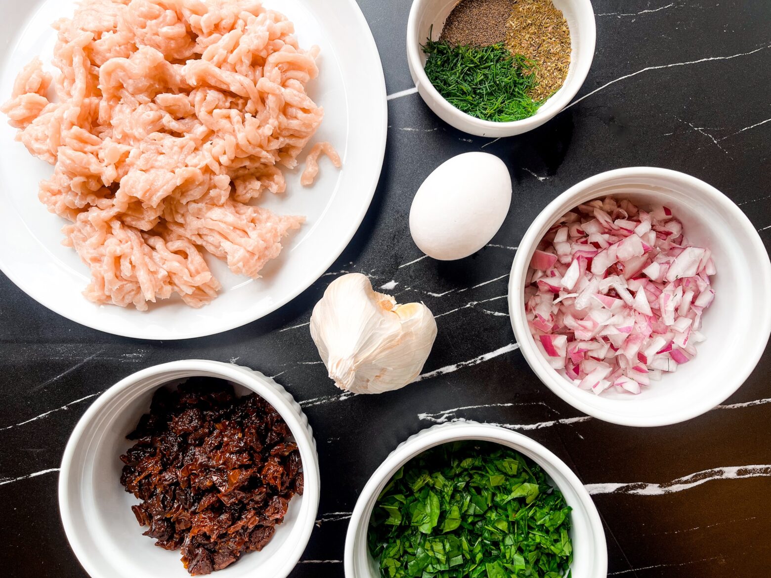 Mediterranean chicken meatball ingredients.