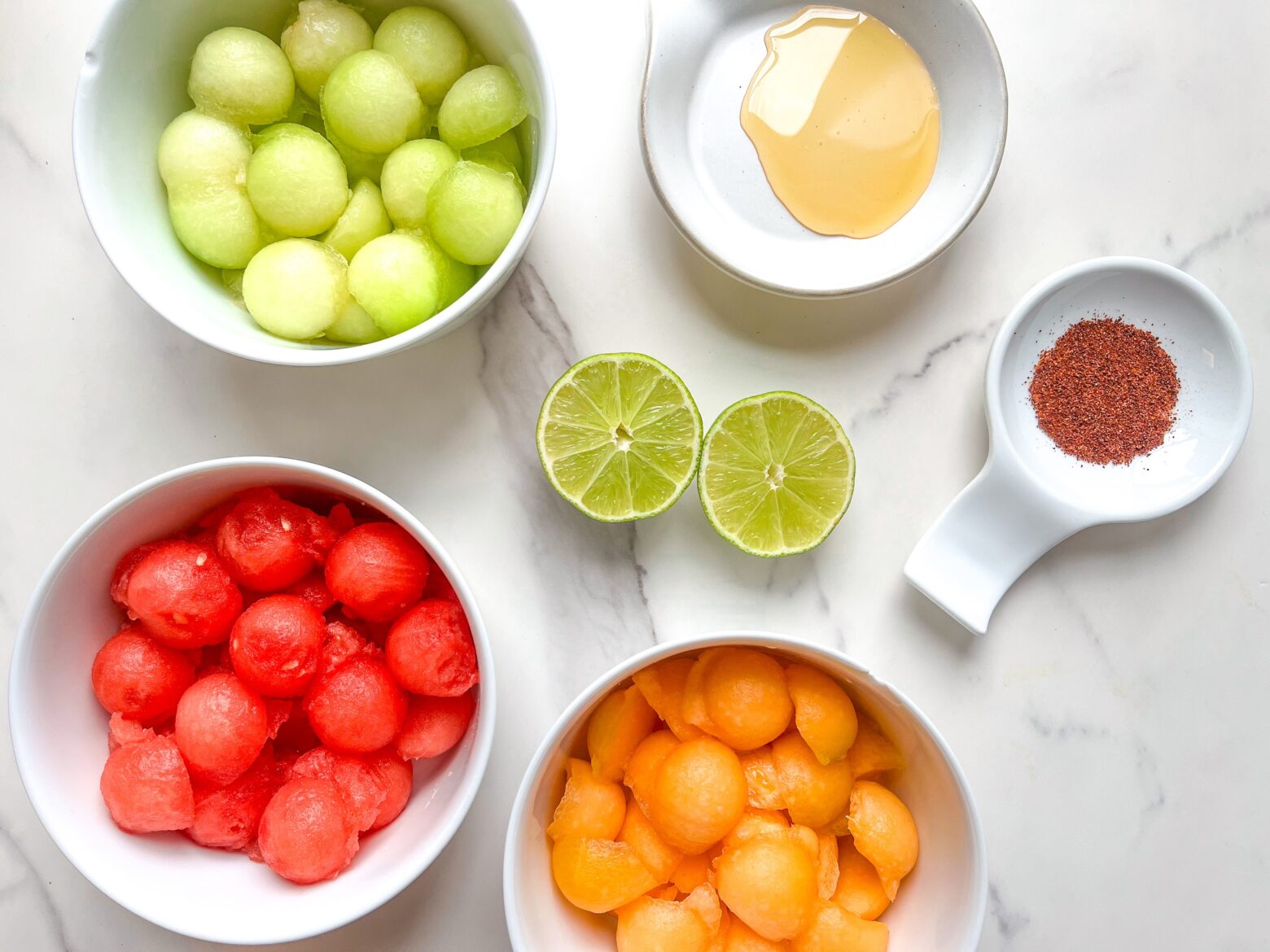 Melon fruit salad ingredients.