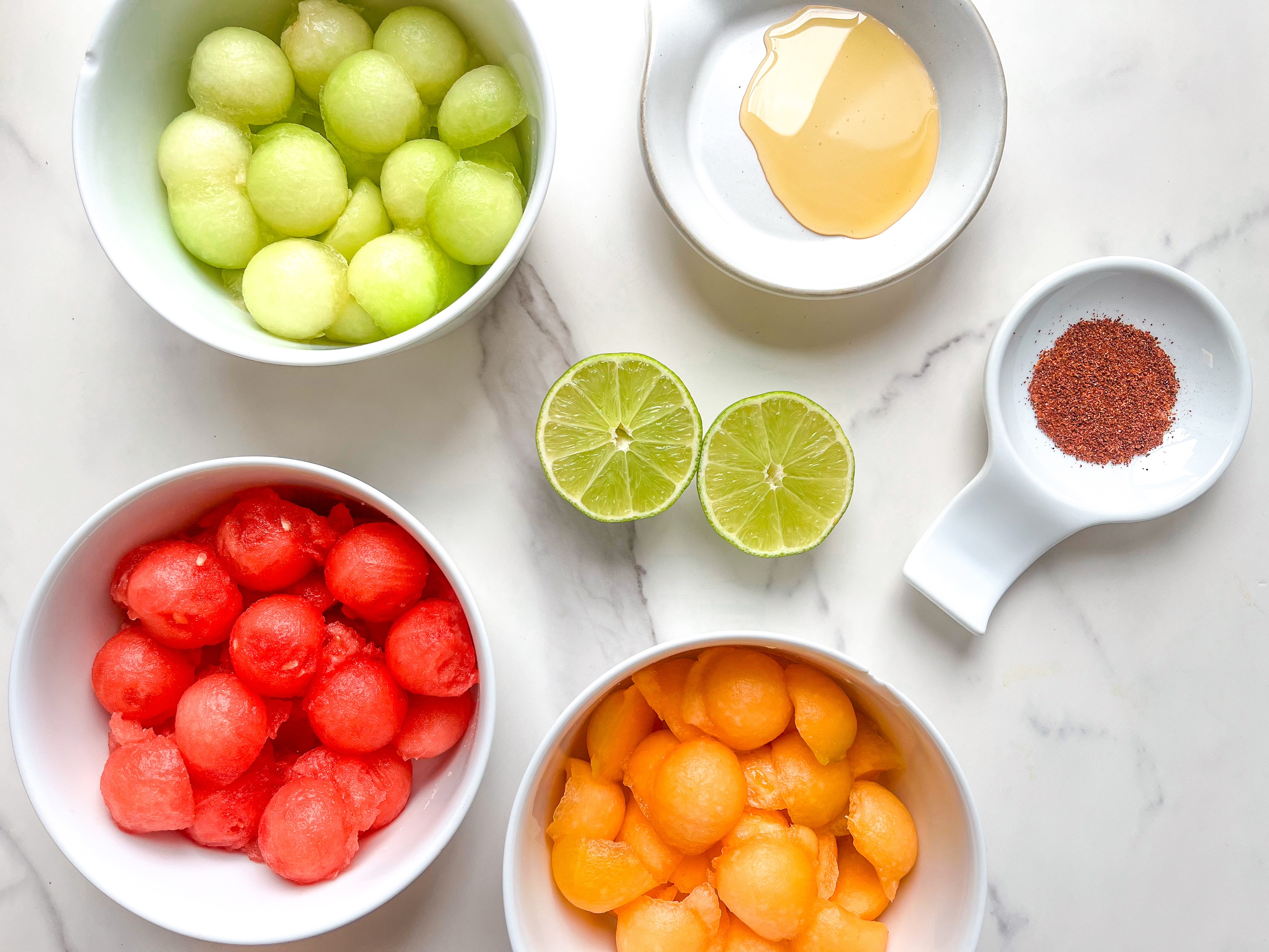 Melon fruit salad ingredients. 