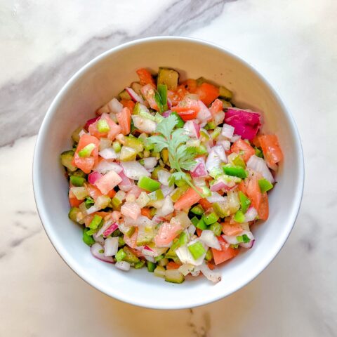 Pickle de gallo finished from above with cilantro.
