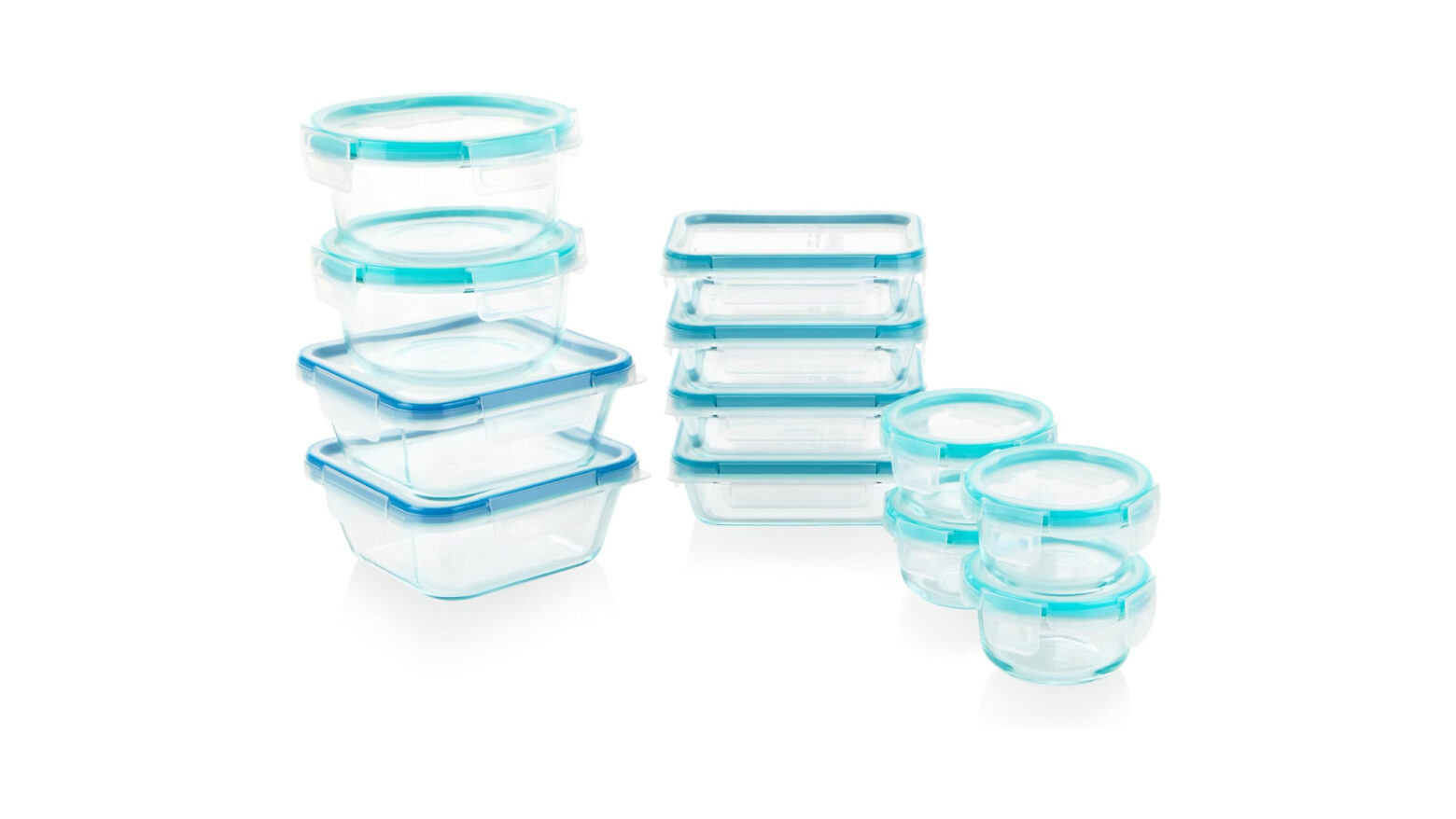 A 12-piece glass food storage set from Snapware.