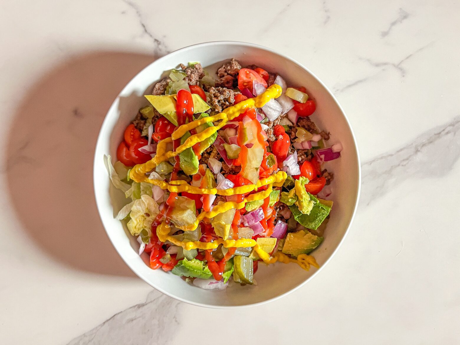 Ground beef protein bowl finished.