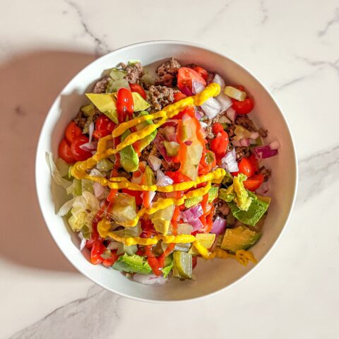 Ground beef protein bowl finished.