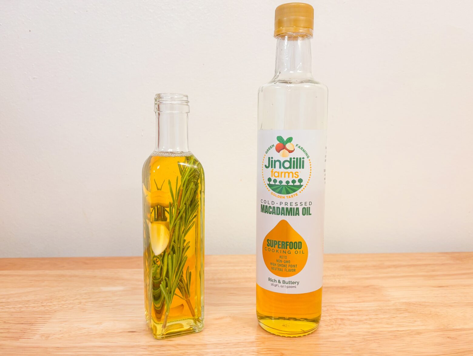 Infused macadamia nut oil finished.