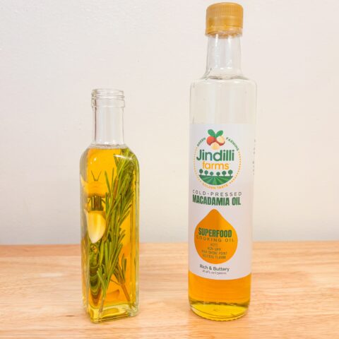 Infused macadamia nut oil finished.