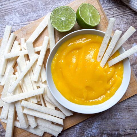 Jicama sticks with mango dip