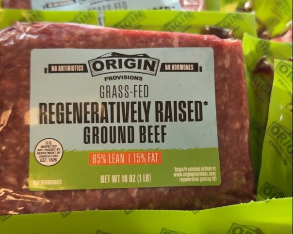 Origin Provisions regeneratively raised ground beef.