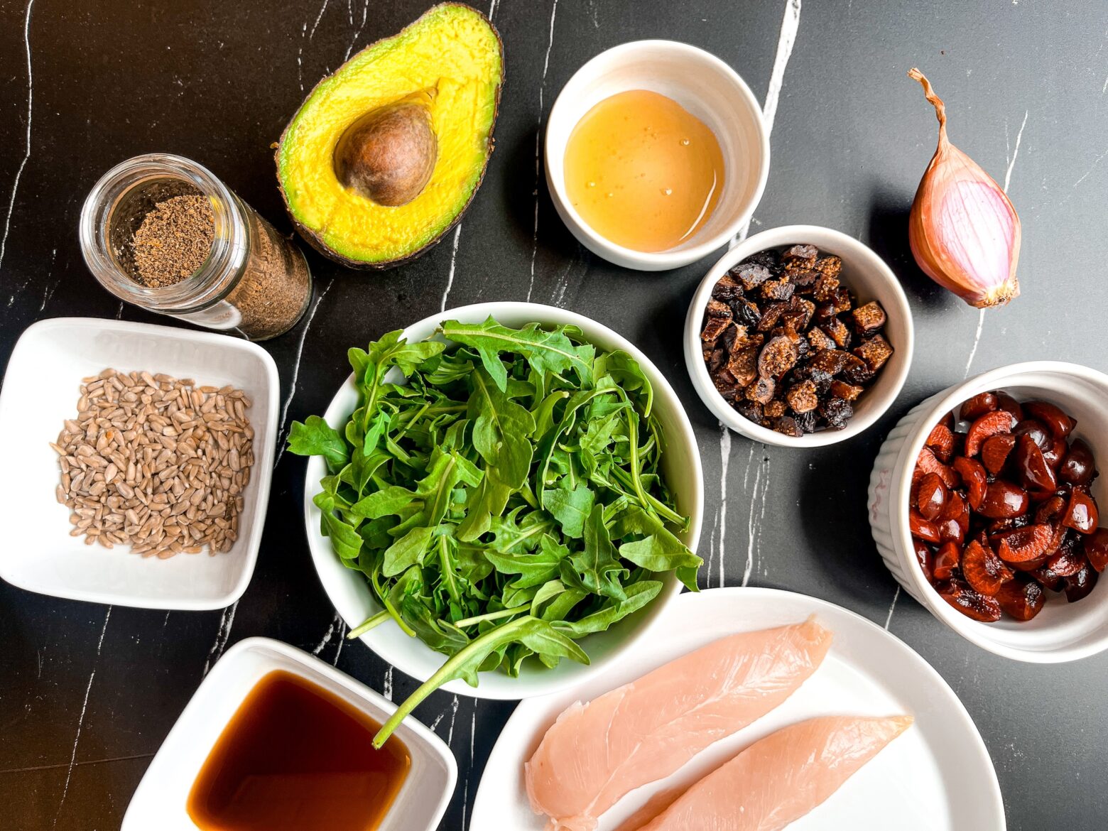 Summer mason jar salad ingreidents.