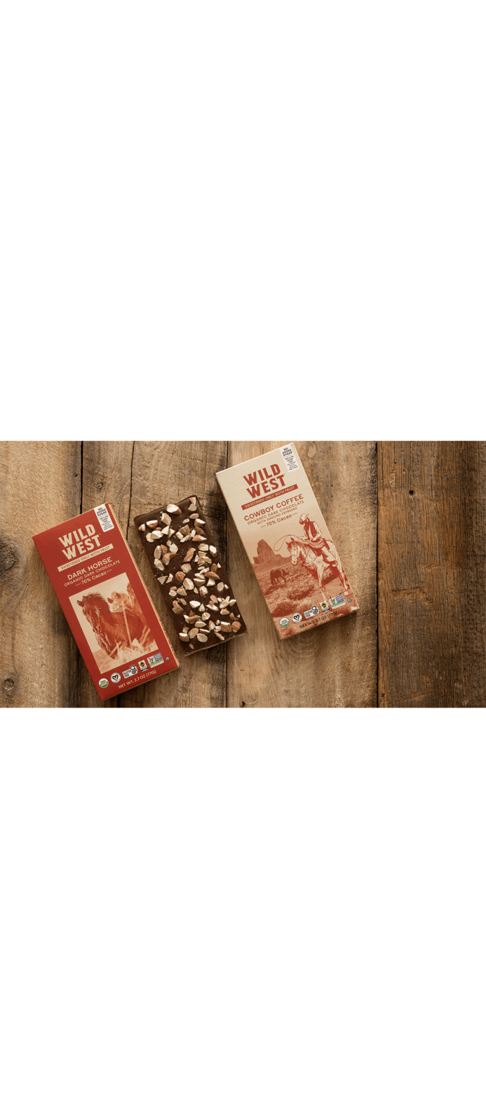 Wild west chocolate banner photo with white space.